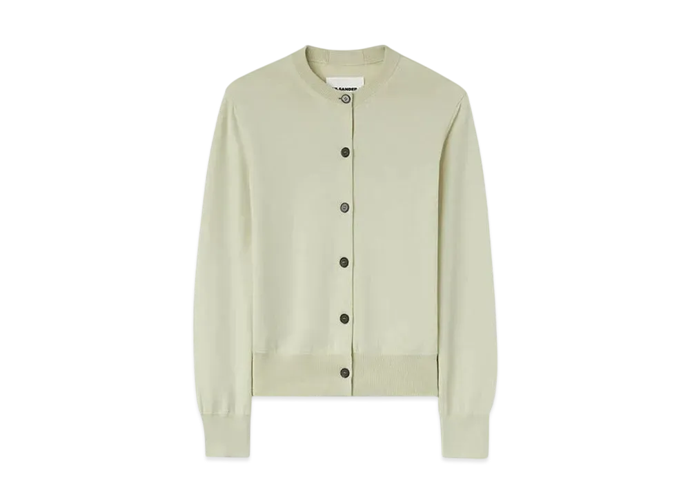 Jil Sander Women's Wool Crew-Neck Cardigan "Lemon Green"