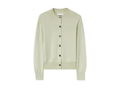Jil Sander Women's Wool Crew-Neck Cardigan "Lemon Green"