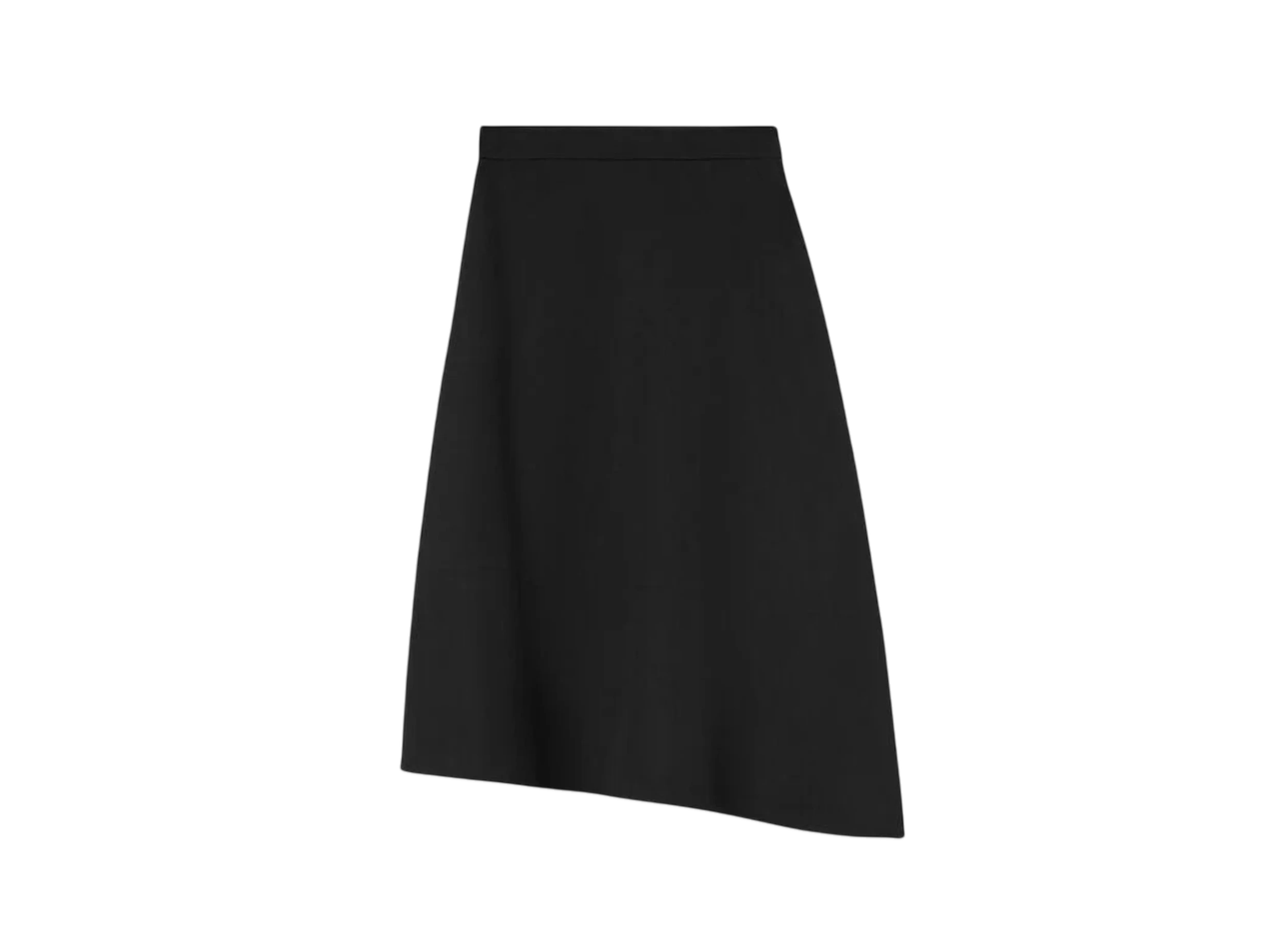 Jil Sander Women's Lightweight Wool Gabardine Asymmetrical Skirt "Black"