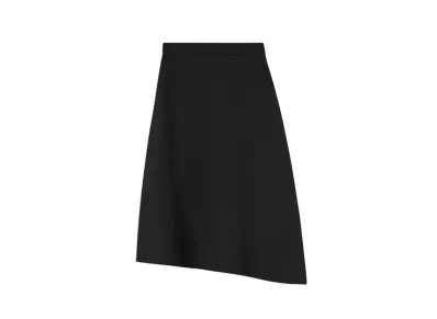 Jil Sander Women's Lightweight Wool Gabardine Asymmetrical Skirt "Black"