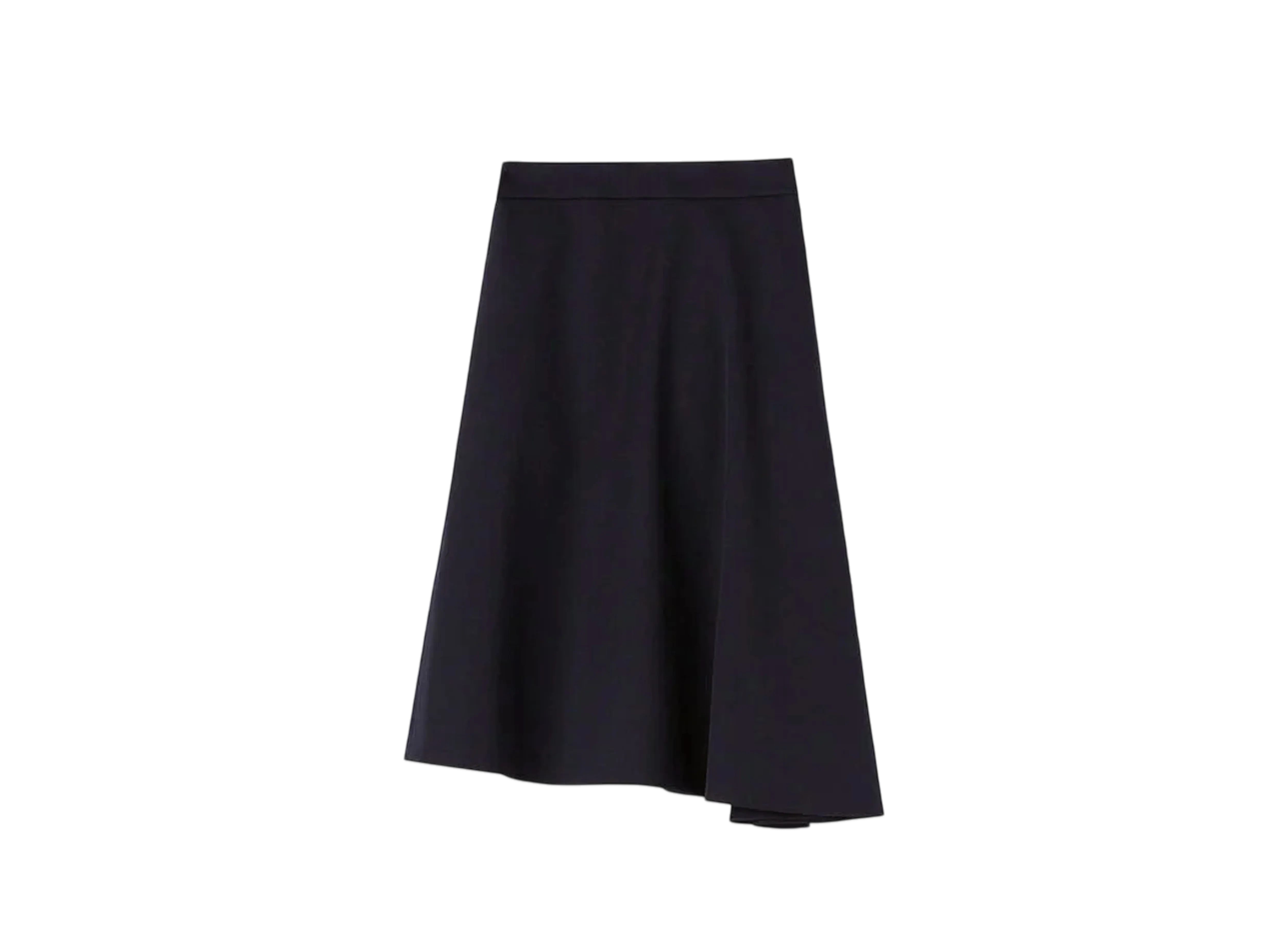 Jil Sander Women's Lightweight Wool Gabardine Asymmetrical Skirt "Navy"