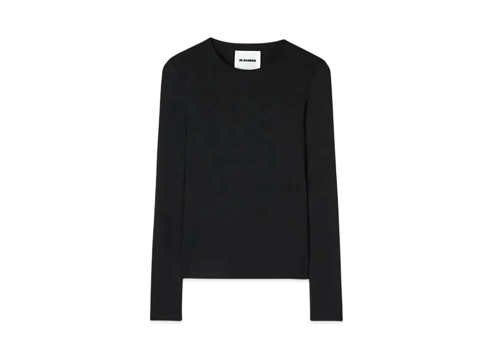Jil Sander Women's Fluid Viscose Crew-Neck T-Shirt "Black"
