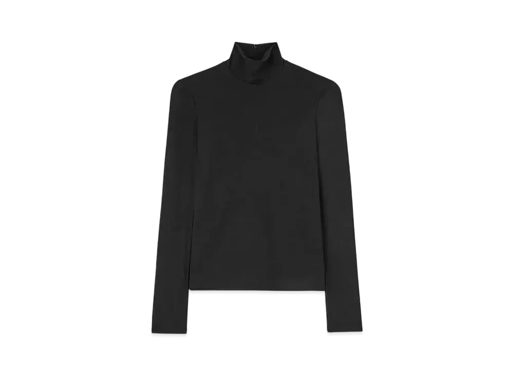 Jil Sander Women's Fluid Viscose High-Neck T-Shirt "Black"