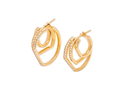 LOEWE Stacked Hoop Earrings "Gold/White"