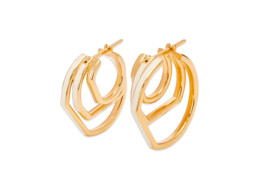 LOEWE Stacked Hoop Earrings "Gold/Ivory"