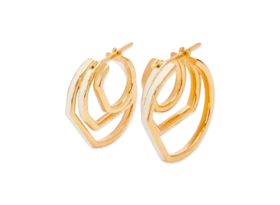 LOEWE Stacked Hoop Earrings "Gold/Ivory"