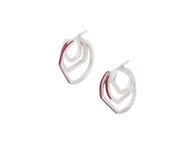 LOEWE Stacked Hoop Earrings "Silver/Burgundy"