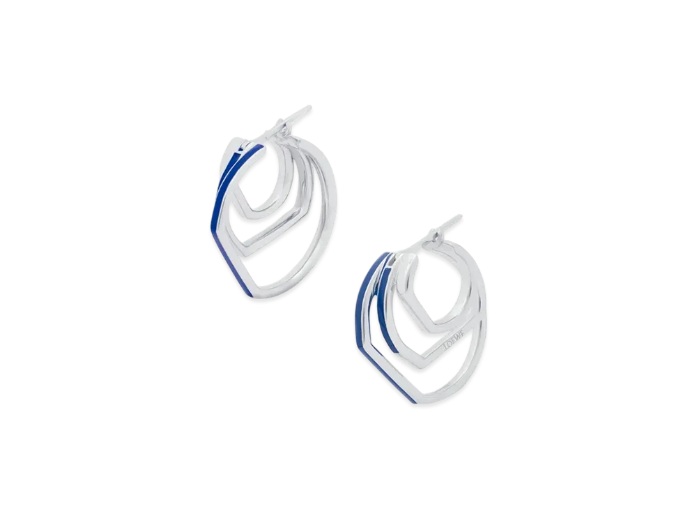 LOEWE Stacked Hoop Earrings "Silver/Blue"
