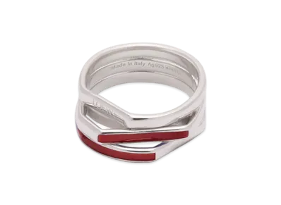 LOEWE Stacked Ring "Silver/Burgundy"