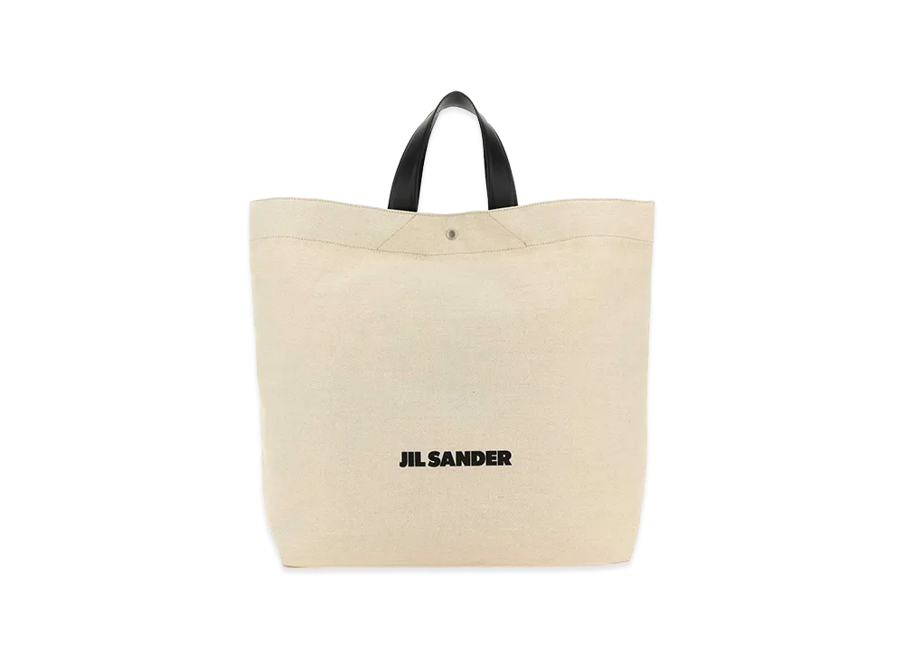 Jil Sander Women's Sand Canvas Flat Shopping Bag "White"
