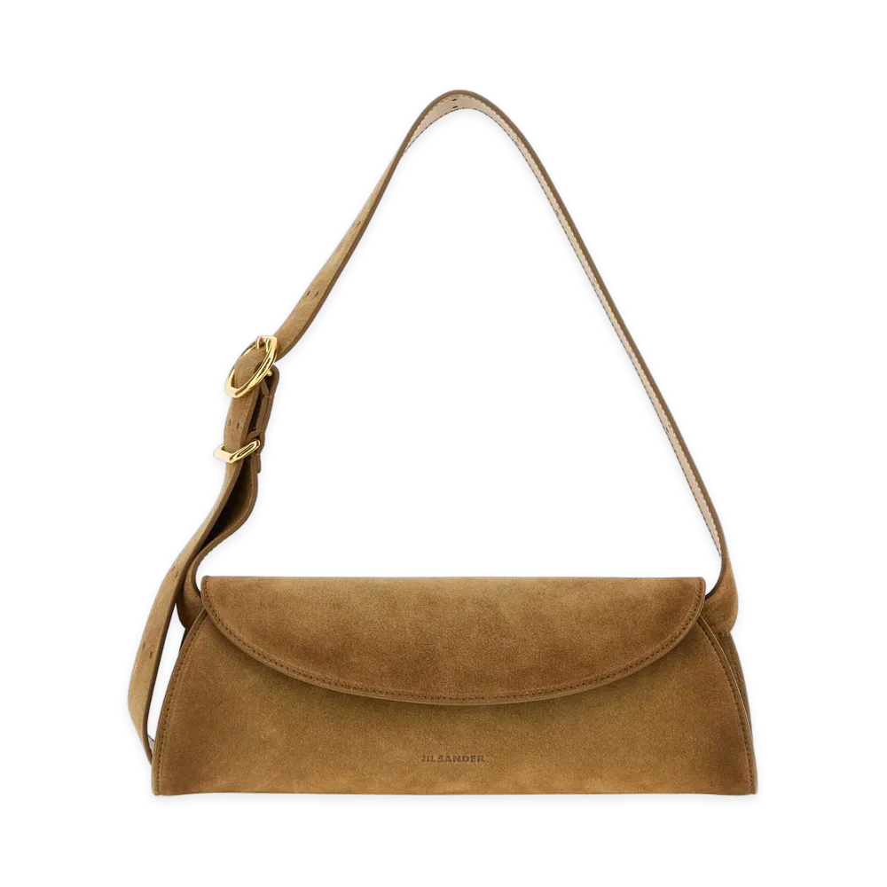 Jil Sander Biscuit Suede Small Cannolo Crossbody Bag "Brown"