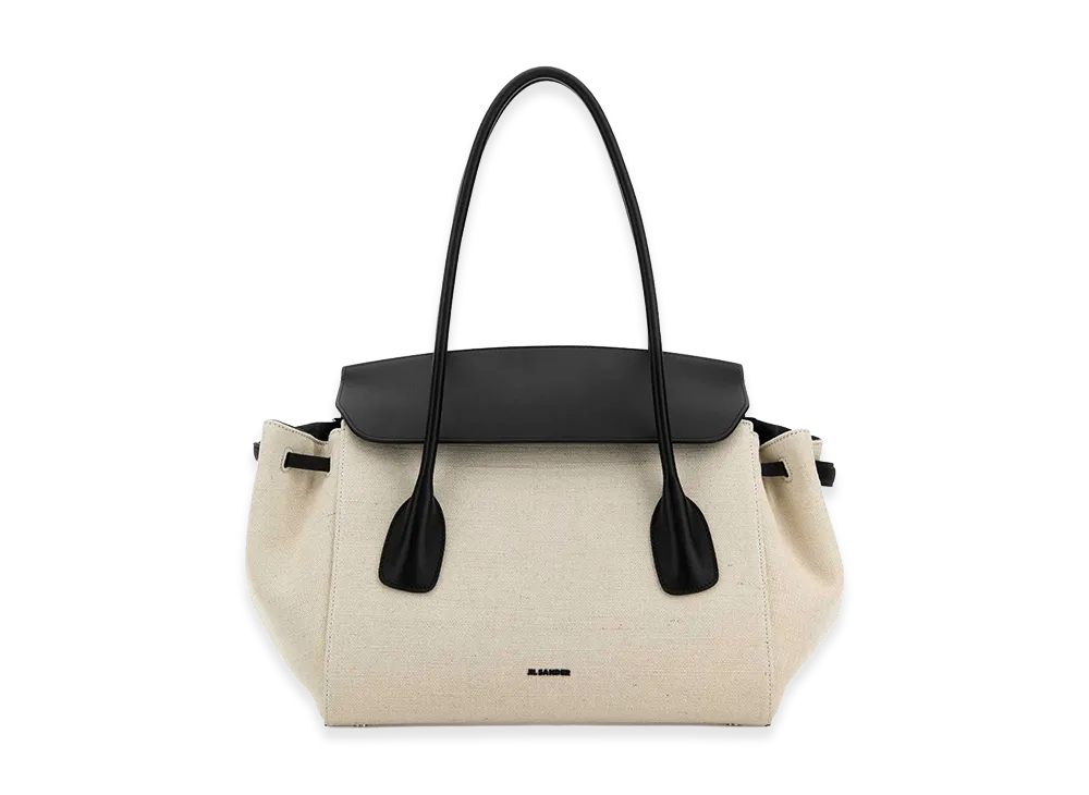 Jil Sander Women's Sand Canvas Small Voyage Hand Bag "White"