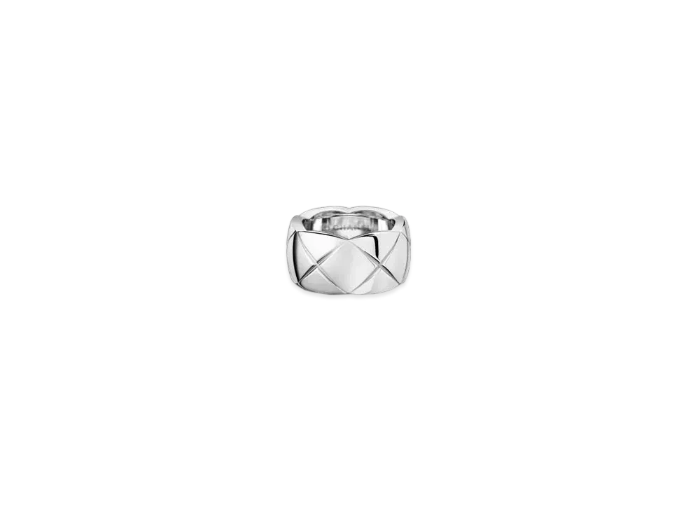 CHANEL Coco Crush Ring Quilted Motif, Large Version, 18K White Gold