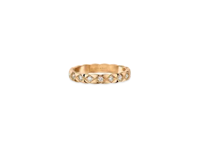 CHANEL Coco Crush Ring Quilted Motif Mini Version 18K Diamonds "Beige Gold"