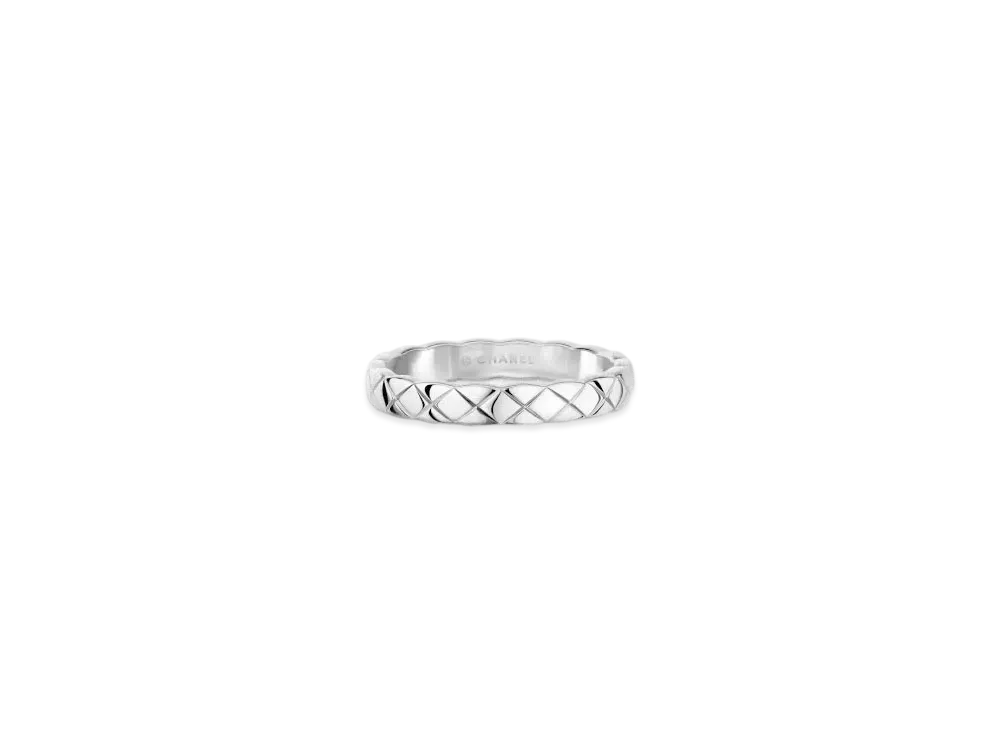 CHANEL Coco Crush Ring Quilted Motif Mini Version 18K "White Gold"