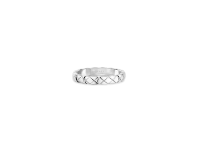 CHANEL Coco Crush Ring Quilted Motif Mini Version 18K "White Gold"
