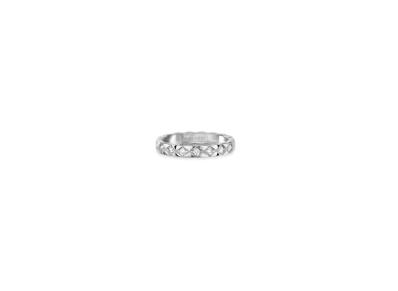 CHANEL Coco Crush Ring Quilted Motif, Mini Version, 18K White Gold, Diamonds
