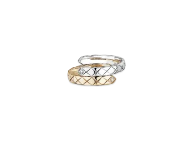 CHANEL Coco Crush Toi Et Moi Ring Quilted Motif Small Version 18K Diamonds "Beige Gold/White Gold"