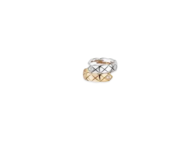 CHANEL Coco Crush Toi Et Moi Ring Quilted Motif, Large Version, 18K White And Beige Gold, Diamonds