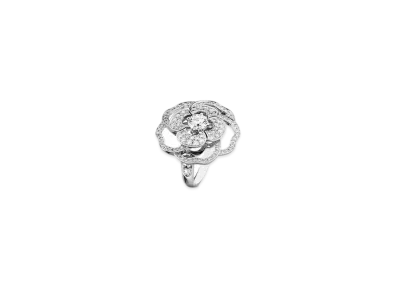 CHANEL Bouton de Camelia Ring 18K Diamonds "White Gold"