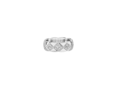 CHANEL Coco Crush Ring Quilted Motif Small Version 18K Diamonds "White Gold"