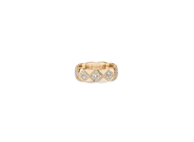 CHANEL Coco Crush Ring Quilted Motif Small Version 18K Diamonds "Beige Gold"