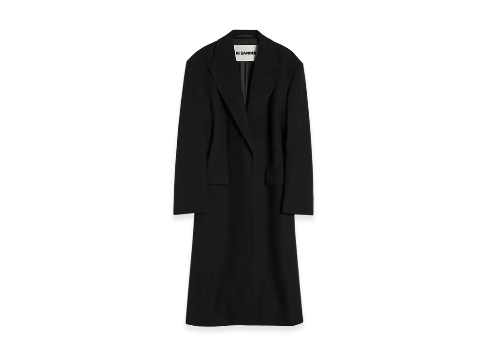 Jil Sander Wool Canvas Tailored Coat "Black"