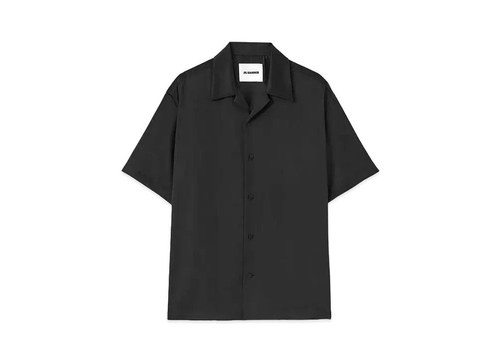 Jil Sander Shirt Short-Sleeved Viscose and Silk Twill "Black"