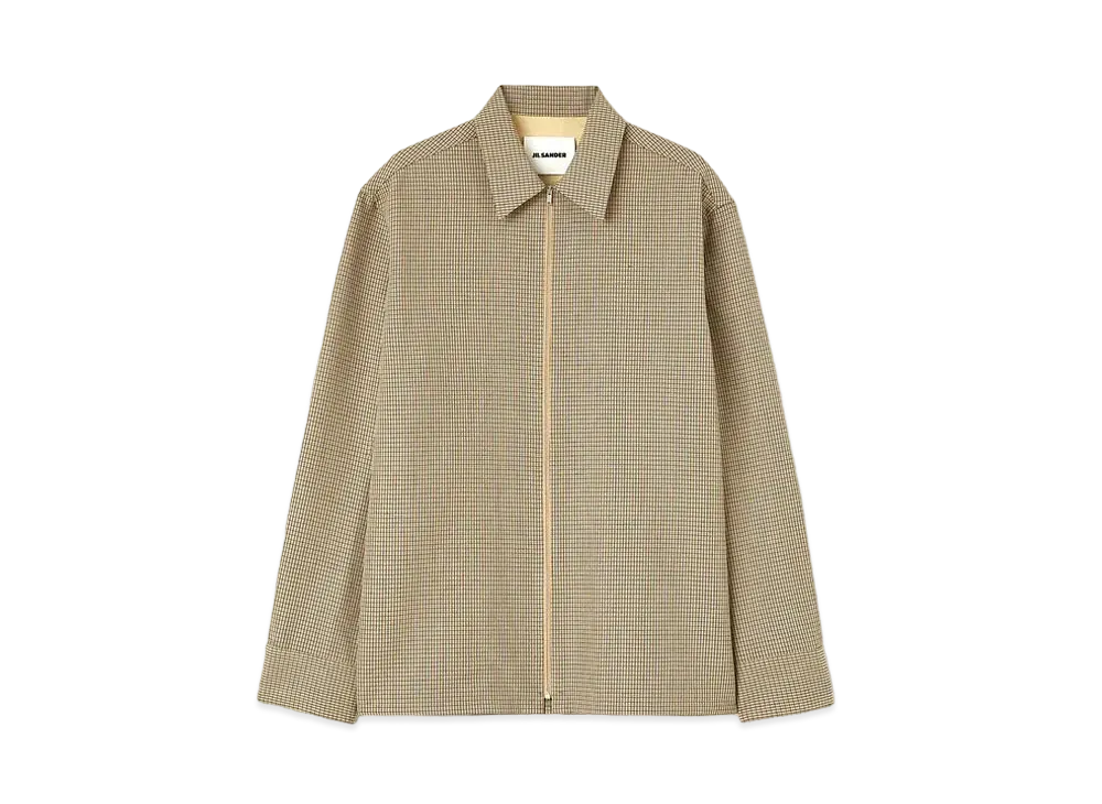 Jil Sander Shirt Long-Sleeved Virgin Wool Checked With Front Zip Closure "Roof Shadow"