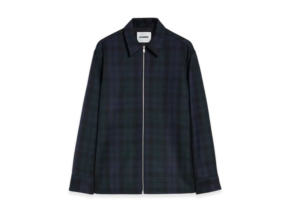 Jil Sander Wool Zip-Up Shirt "Blue Horizon"