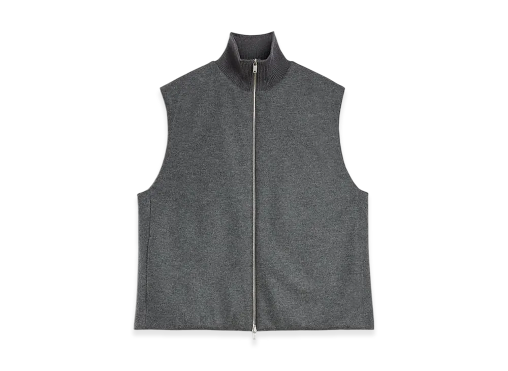 Jil Sander Wool Melton Padded Vest "Ash Grey"