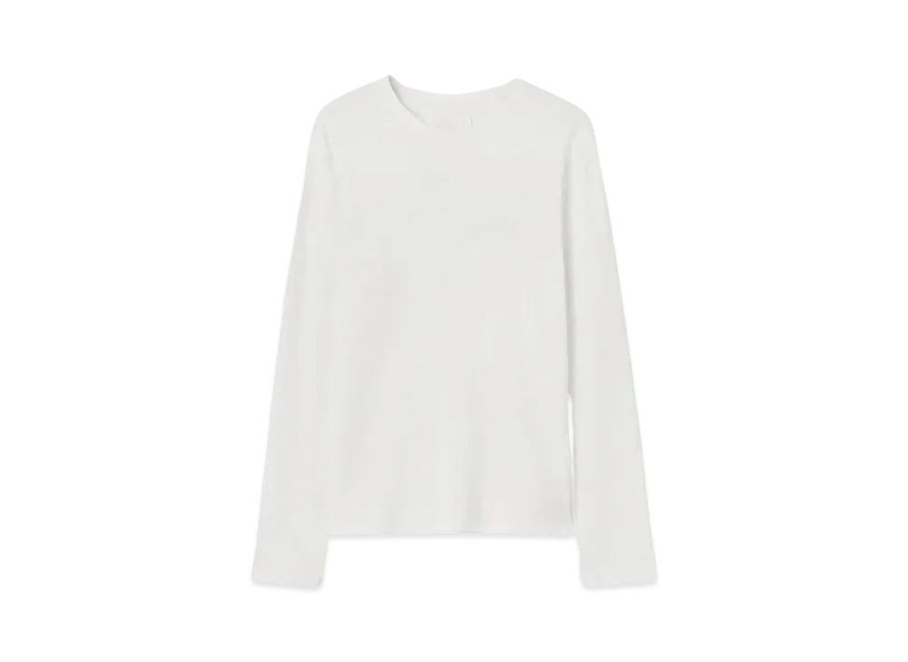 Jil Sander Crew-Neck T-Shirt Long-Sleeved Cotton T-Shirt With Logo Printed On Back "Coconut"