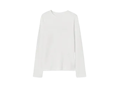 Jil Sander Crew-Neck T-Shirt Long-Sleeved Cotton T-Shirt With Logo Printed On Back "Coconut"