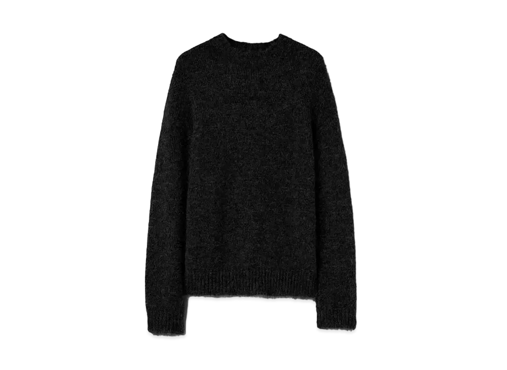 Jil Sander Crew-Neck Sweater Long-Sleeved Medium-Weight Alpaca and Virgin Wool "Black"