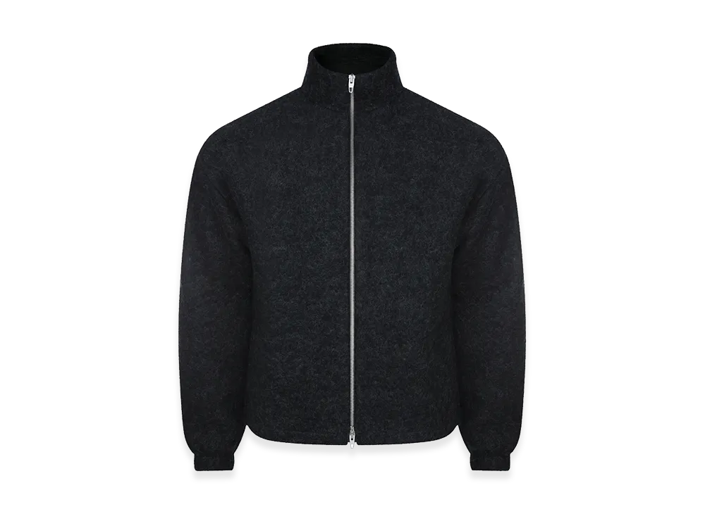 Jil Sander Wool Blend High Neck Zip-Up Jacket "Charcoal Gray"