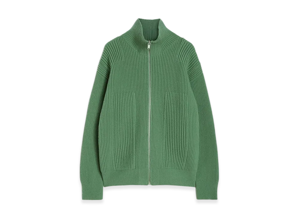 Jil Sander Wool Zip-Up Cardigan "Celadon"
