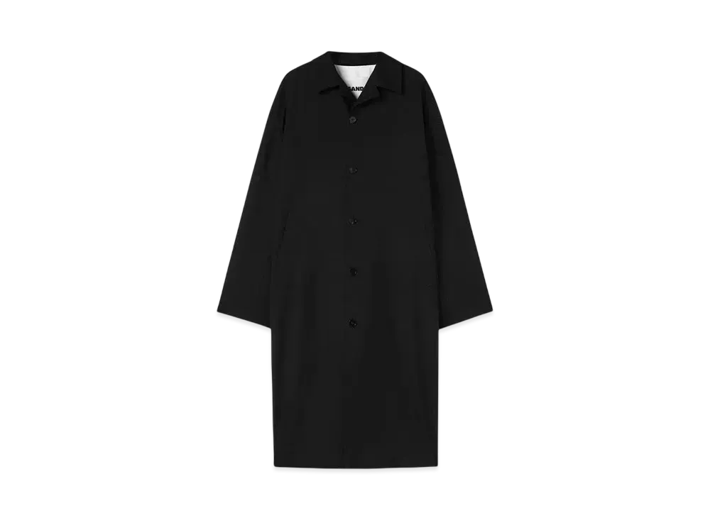 Jil Sander Men's Lightweight Wool Gabardine Coat "Black"