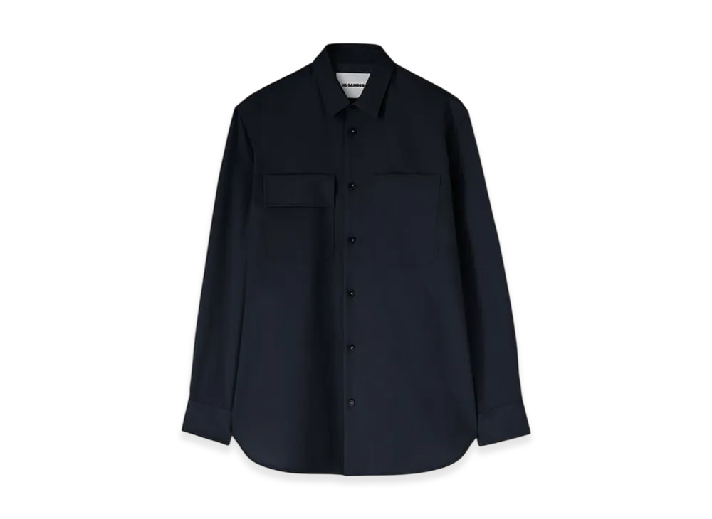 Jil Sander Lightweight Wool Gabardine Shirt "Navy"
