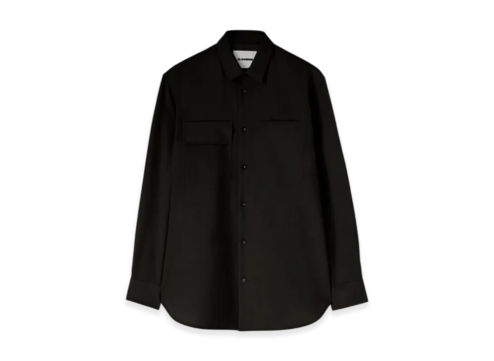 ジルサンダー ライトウェイト ウール ギャバジン シャツ "ブラック" J23DL0003J40159001