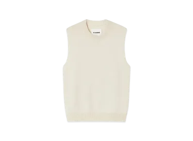 Jil Sander Men's Cashmere Blend Crew-Neck Vest "Coconut"