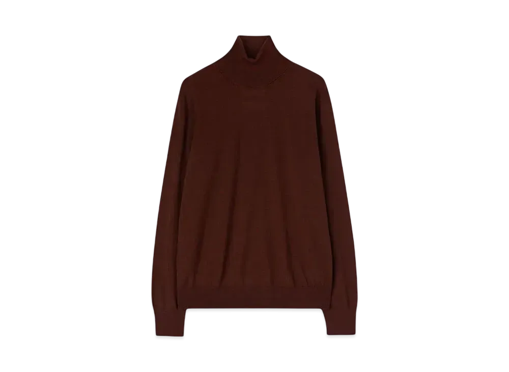 Jil Sander Men's Lightweight Wool High-Neck Sweater "Dark Brown"