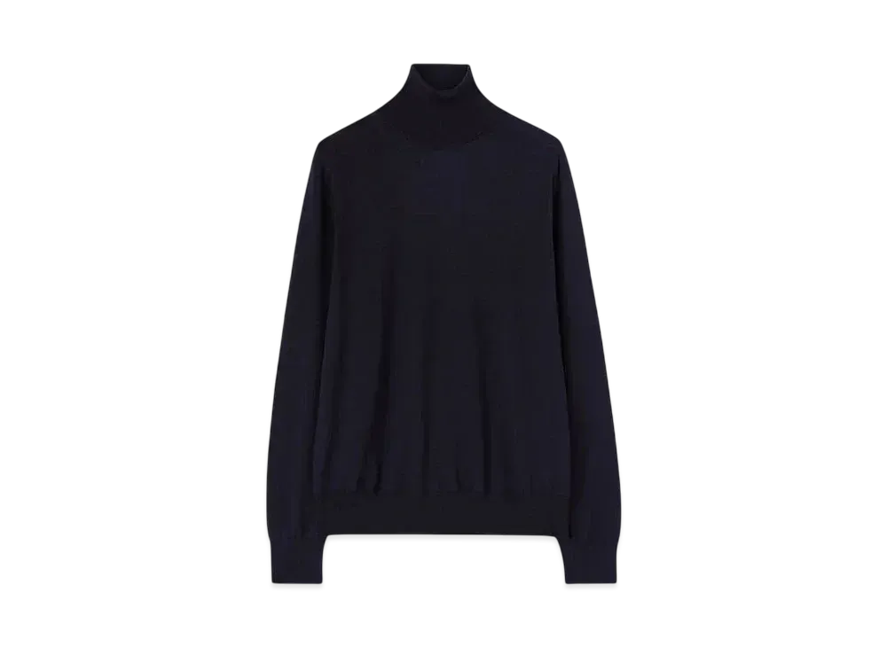 Jil Sander Men's Lightweight Wool High-Neck Sweater "Midnight"