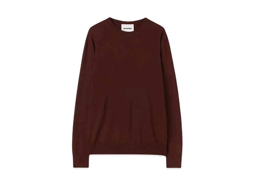Jil Sander Men's Midweight Wool Crew-Neck Sweater "Dark Brown"