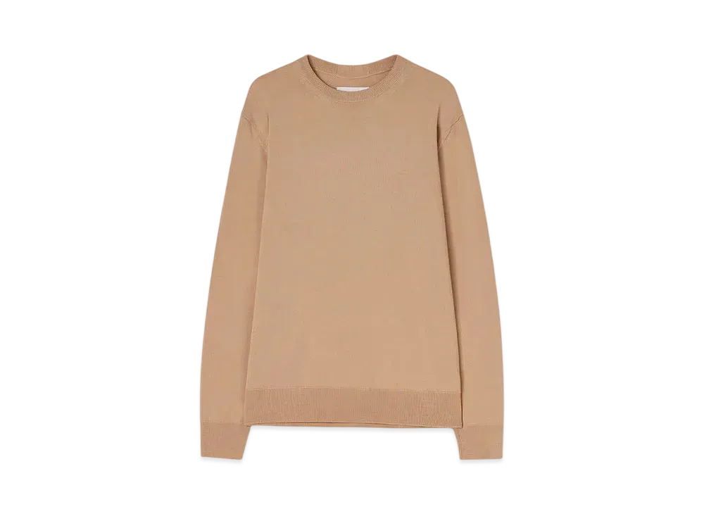 Jil Sander Men's Midweight Wool Crew-Neck Sweater "Dark Beige"