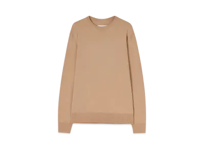 Jil Sander Men's Midweight Wool Crew-Neck Sweater "Dark Beige"