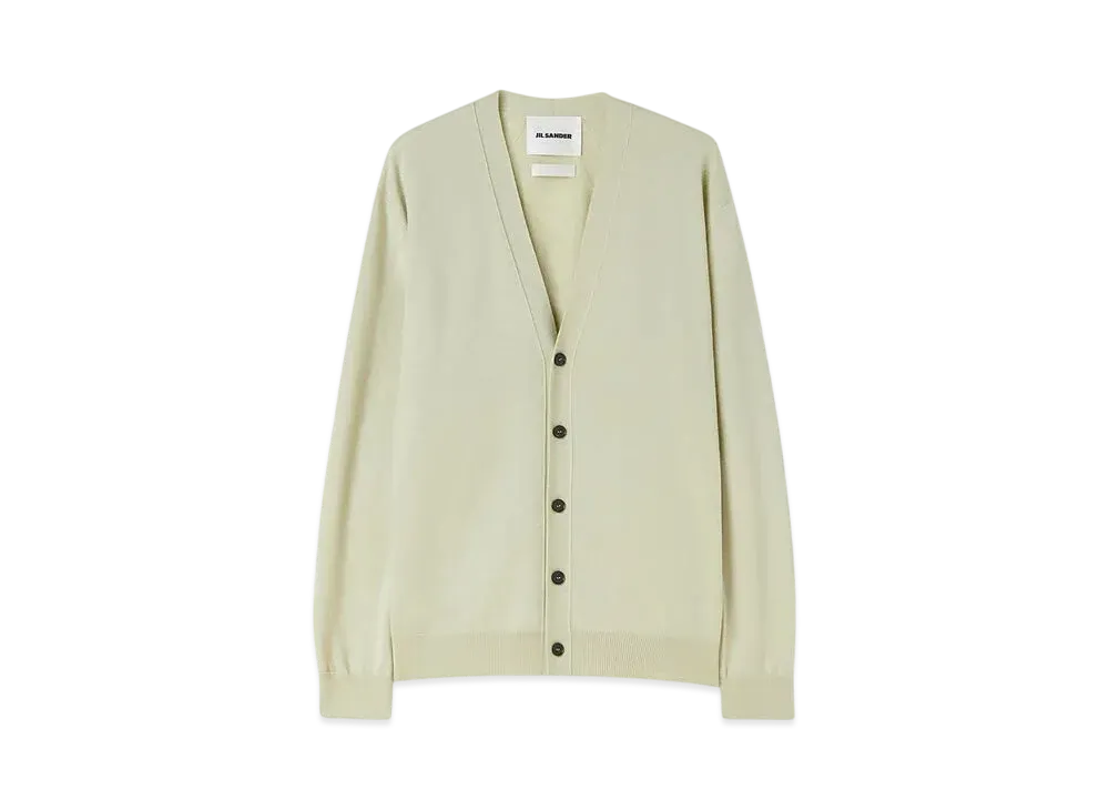 Jil Sander Men's Wool V-Neck Cardigan "Lemon Green"
