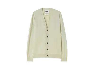 Jil Sander Men's Wool V-Neck Cardigan "Lemon Green"