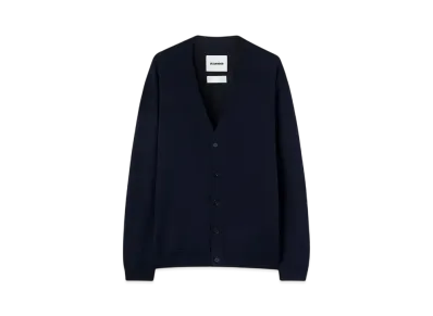 Jil Sander Men's Wool V-Neck Cardigan "Midnight"