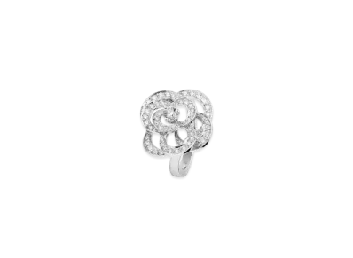 CHANEL Fil De Camelia Ring Medium Version Diamonds 18K "White Gold"