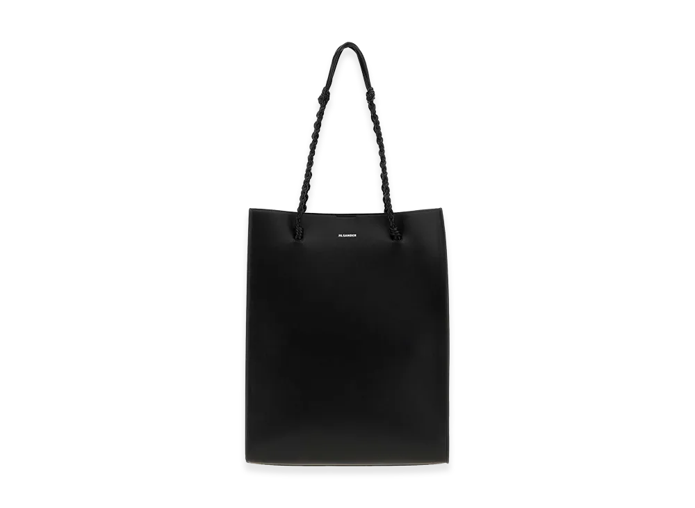 JIL SANDER ブラックレザーショルダーバッグ ジル サンダー レザー タングル ショッピング バッグ 